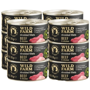 WILD FARM Fillets Rind & Huhn 12x70g - getreidefreies Katzennassfutter in Brühe