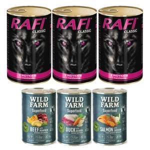 Rafi Classic mit Pute und Karotten in Sauce 3x1240g + Wild Farm Superfood MIX 3x400g