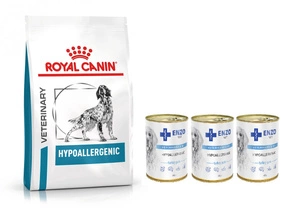 ROYAL CANIN Hypoallergenic DR21 7kg + ENZO VET Hypoallergenes Futter mit Pute für Hunde 8x400g