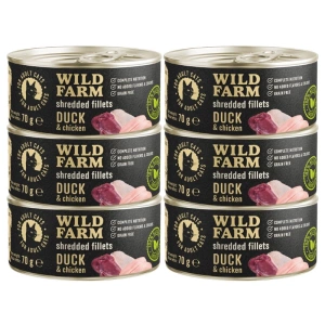 WILD FARM Fillets Ente&Huhn 6x70g - getreidefreies Katzennassfutter in Brühe