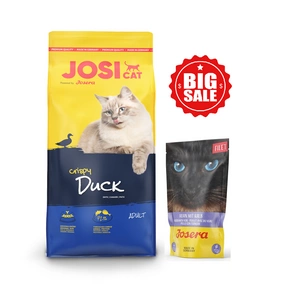 JOSERA JosiCat Crispy Duck 18kg + Josera Filet Huhn mit Kalbfleisch 70g