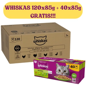 Whiskas Geflügel-Festmahl 120x85g Nassfutter für ausgewachsene Katzen in Gelee + WHISKAS 40x85g MIX