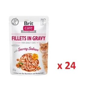 BRIT CARE Cat Pouches Filets in Soße mit würzigem Lachs 24x85g