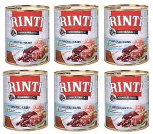 Rinti Kennerfleisch Geflügelelherzen Nassfutter 6x800g