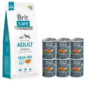 BRIT CARE Grain-free Adult Salmon 12kg  + Wild Farm Superfood Lachs 6x400g getreidefreies Hundefutter