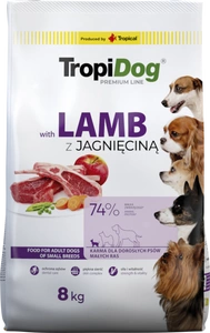 TROPIDOG Premium Adult Small Breeds mit Lamm und Reis 8kg