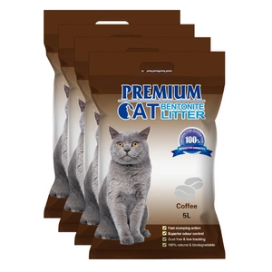 Premium-Katzenklumpstreu aus Bentonit - Kaffee für Katzen 4x5L