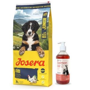 JOSERA Junior Kids 12,5kg + LAB V Lachsöl für Hunde und Katzen 500ml