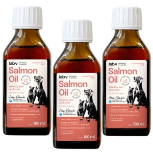Lab-v Lachsöl – 100 % Lachsöl für Hunde und Katzen 3x100 ml