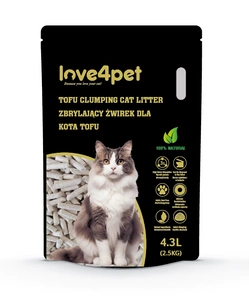 Love4pet super klumpende Tofu-Streu 2.5kg 4.3L für Katzen