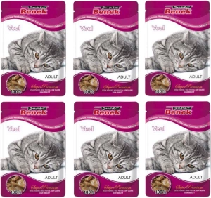SUPER BENEK Adult Kalbfleischbeutel für Katzen 24x100g