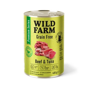 WILD FARM Premium getreidefreies Rindfleisch und Thunfisch 400g - getreidefreies Katzenfutter