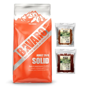 Josera Bavaro Solid 20/8 18kg + Leckereien Wild Farm 2x500g