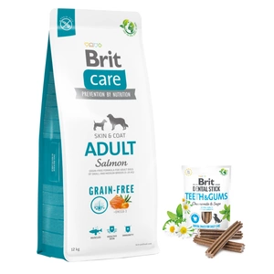 BRIT CARE Grain-free Adult Salmon 12kg + BRIT CARE Dog Dental Stick Teeth & Gums -5% billiger!!!