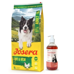 JOSERA Adult Leicht & Vital 12,5kg + LAB V Lachsöl für Hunde und Katzen 500ml