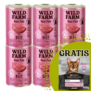 WILD FARM Pate Beef 6x400 g – glutenfreies Katzenfutter
