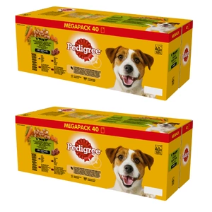 PEDIGREE Adult Beutel 80x100g Gemischte Geschmacksrichtungen - Nassfutter für Hunde (Huhn und Gemüse, Rind und Gemüse, Truthahn und Karotten, Rind und Lamm)