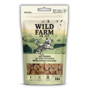 WILD FARM Anti-Hairball weiche Hühnerherzen 50g Katzenleckerlis