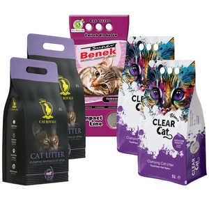 Katzenstreu MIX Benek, Clear Cat, Cat Royale - Lavendelduft  25l (5x5l)
