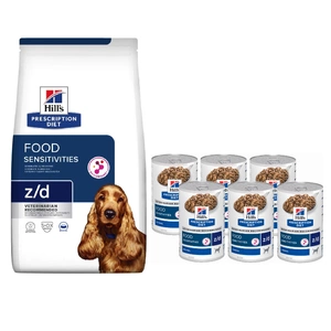 HILL'S PD Prescription Diet Canine z/d Food Sensitivities 10kg + HILL'S PD Prescription Diet Canine z/d Food Sensitivities 3x370g
