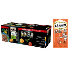 SHEBA Nature's Collection Flavour Selection 40x85 g - Komplettes Nassfutter für ausgewachsene Katzen, in Sauce + DREAMIES 30g GRATIS