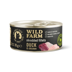 WILD FARM Fillets Ente&Huhn 70g - getreidefreies Katzennassfutter in Brühe