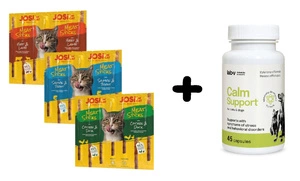 Calm Support – Unterstützung bei Stressanzeichen und Verhaltensstörungen, 45 Kapseln + JOSERA JosiCat Meat Sticks MIX 3x35g