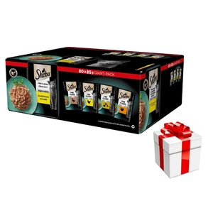 SHEBA Sachets 80x85g Delicacy Geflügelgeschmack - Katzennassfutter in Gelee, mit Ente, mit Huhn, mit Geflügel, mit Pute + Überraschung für die Katze