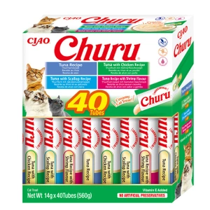 INABA Churu für Katzen - gemischte Geschmacksrichtungen mit Meeresfrüchten 40x14g