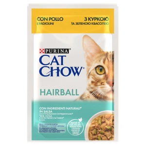 CAT CHOW Hairball Hundefutter mit Huhn und grünen Bohnen in 85g Sauce