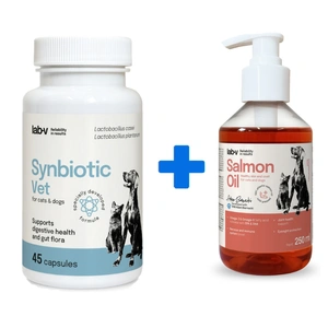 Synbiotic Vet – Unterstützung der Verdauungsgesundheit und Darmmikroflora – 45 Kapseln + Lab-v Lachsöl 250ml