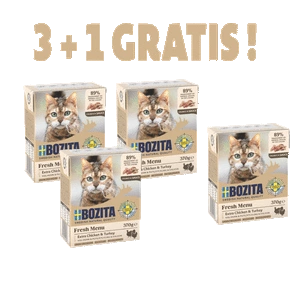 Bozita Feline Häppchen in Soße, Hühnchen & Pute 3x370g  + 1x370g GRATIS !!!