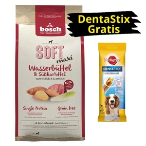 Bosch Plus Soft Maxi Wasserbüffel & Süßkartoffeln 12,5 kg + PEDIGREE DentaStix GRATIS!