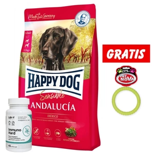 Happy Dog Supreme Andalusien 11kg & LAB-V Immuno Hard 45 Kapseln + Ring für Hunde 9,5cm GRATIS!