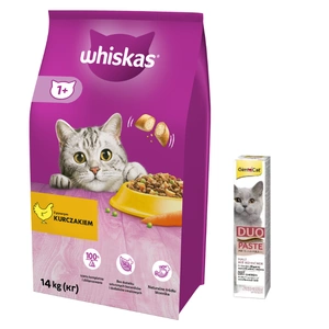 WHISKAS Chicken Huhn 14kg + GIMBORN Gim Cat Paste Anti-Hairball 50g -3% billiger!!!
