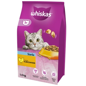 WHISKAS Steril 1,4 kg - Trockenfutter für ausgewachsene Katzen nach der Kastration, mit leckerem Huhn
