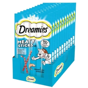DREAMIES 14x30g – Ergänzungsfuttermittel für ausgewachsene Katzen, mit köstlichem Lachs