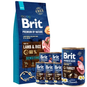 BRIT Premium By Nature Sensitive Lamb 15kg + Brit Turkey With Liver 6x400g