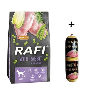 DOLINA NOTECI Rafi Trockenfutter für Hund - mit Kaninchen 10kg + Hektor Premium Hundefutter Riegel mit Geflügel 900g GRATIS