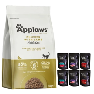 Applaws Katzentrockenfutter - Adult mit Huhn und Lamm 7.5kg + Dolina Noteci Premium MIX 6x85g
