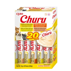 INABA Churu für Katzen - Hühner- und Rindfleischmischung 20x14g