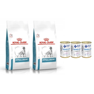 ROYAL CANIN Hypoallergenic DR21 2x14kg + ENZO VET Hypoallergenes Futter mit Kaninchen für Hunde 3x400g