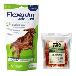 VETOQUINOL Flexadin Advanced Nahrungsergänzungsmittel für Hunde 180g (60 Bissen) + WILD FARM weiche Entenbrust 500g Hundeleckerli