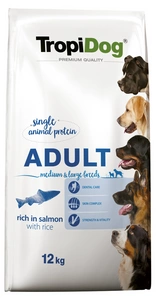 TROPIDOG Premium Adult mittlere und große Rassen reich an Lachs und Reis 2x12 kg