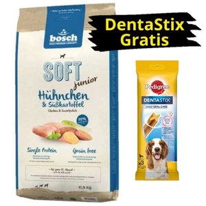 Bosch Soft Junior Huhn & Süßkartoffeln 12,5 kg + PEDIGREE DentaStix GRATIS!