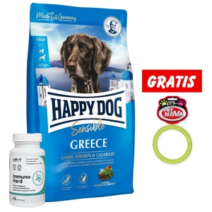 Happy Dog Supreme Griechenland 11kg & LAB-V Immuno Hard 45 Kapseln + Ring für Hunde 9,5cm GRATIS!