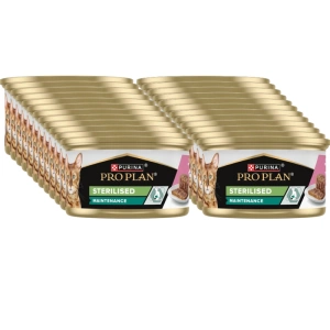 PRO PLAN Sterilisierte feuchte Lachs- und Thunfischpastete Katzennassfutter 24x85g