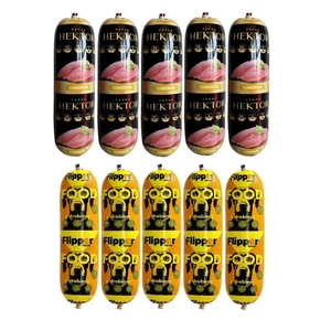DOLINA NOTECI FLIPPER Classic mit Geflügel für Hunde 5x900g + Premium Hektor Hundefutter Riegel mit Geflügel 5x900g