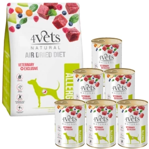 4Vets Natural Allergy Set; Trockenfutter 1kg + Nassfutter 6x400 g