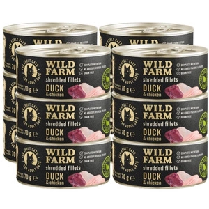 WILD FARM Fillets Ente&Huhn 12x70g - getreidefreies Katzennassfutter in Brühe